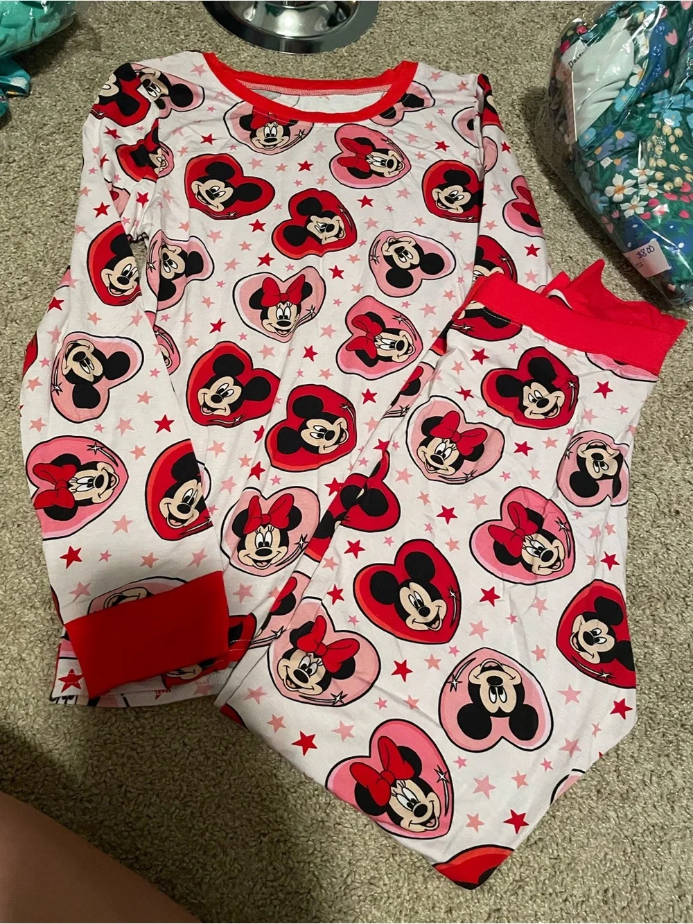 Disney Pink and Red Minnie Mouse Heart Pajama Set
